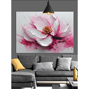 Açık Pembe Çiçek Deseni Dekoratif Kanvas - Mdf Ahşap Tablo 35x50 cm