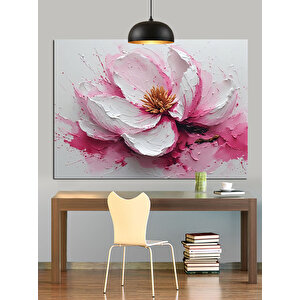 Açık Pembe Çiçek Deseni Dekoratif Kanvas - Mdf Ahşap Tablo 35x50 cm