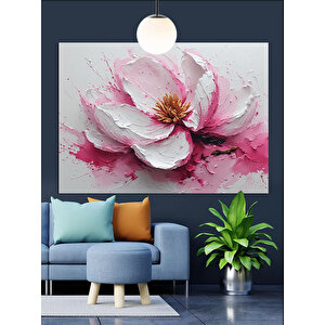 Açık Pembe Çiçek Deseni Dekoratif Kanvas - Mdf Ahşap Tablo