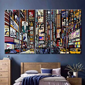 Times Meydanı Posteri Kanvas Baskı; New York Duvar Dekoru; Sokak İllüstrasyonu; Manzara Sanatı; New