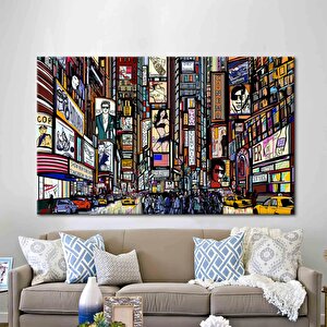 Times Meydanı Posteri Kanvas Baskı; New York Duvar Dekoru; Sokak İllüstrasyonu; Manzara Sanatı; New