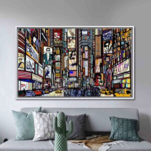 Times Meydanı Posteri Kanvas Baskı; New York Duvar Dekoru; Sokak İllüstrasyonu; Manzara Sanatı; New 90x150 cm