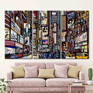 Times Meydanı Posteri Kanvas Baskı; New York Duvar Dekoru; Sokak İllüstrasyonu; Manzara Sanatı; New