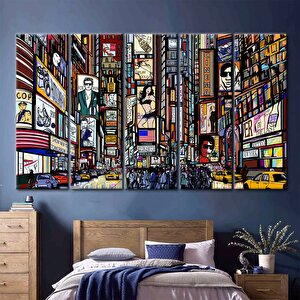 Times Meydanı Posteri Kanvas Baskı; New York Duvar Dekoru; Sokak İllüstrasyonu; Manzara Sanatı; New