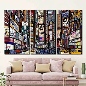 Times Meydanı Posteri Kanvas Baskı; New York Duvar Dekoru; Sokak İllüstrasyonu; Manzara Sanatı; New