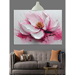 Açık Pembe Çiçek Deseni Dekoratif Kanvas - Mdf Ahşap Tablo 70x100 cm