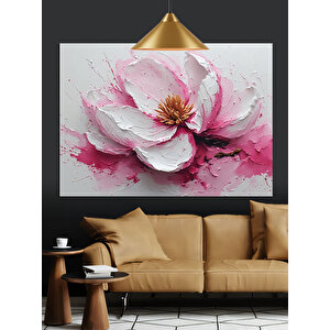 Açık Pembe Çiçek Deseni Dekoratif Kanvas - Mdf Ahşap Tablo