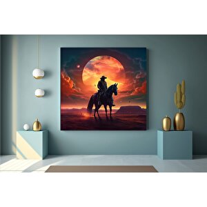 Kovboy Duvar Dekoru; Vahşi Atlar Kanvası; Batı Temalı Ev Dekoru