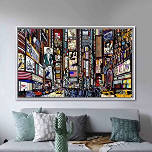 Times Meydanı Posteri Kanvas Baskı; New York Duvar Dekoru; Sokak İllüstrasyonu; Manzara Sanatı; New 150x290 cm