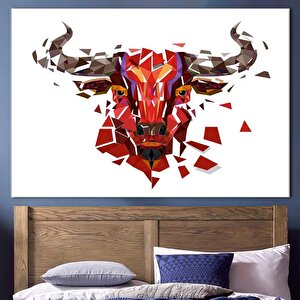 Red Bull Afiş Duvar Sanatı; Boğa Duvar Dekoru; Soyut Baskı; Buffalo Desenli; Çokgen Boğalar Kanvas;