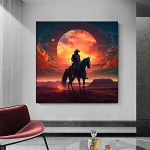Kovboy Duvar Dekoru; Vahşi Atlar Kanvası; Batı Temalı Ev Dekoru
