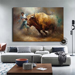 Boğa Kanvas Tablosu; Soyut Boğa Sanatı; Highland İneği 20x30 cm