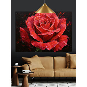 Kırmızı Gül Çiçek Dekoratif Kanvas - Mdf Ahşap Tablo 25x35 cm