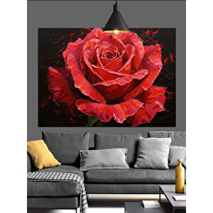 Kırmızı Gül Çiçek Dekoratif Kanvas - Mdf Ahşap Tablo 25x35 cm