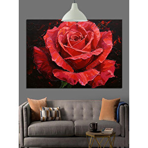 Kırmızı Gül Çiçek Dekoratif Kanvas - Mdf Ahşap Tablo 25x35 cm