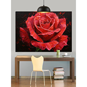 Kırmızı Gül Çiçek Dekoratif Kanvas - Mdf Ahşap Tablo