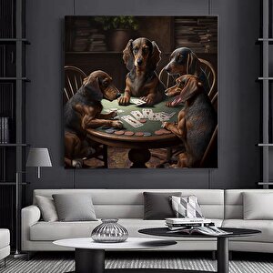 Özel Evcil Hayvan Portresi; Poker Oynayan Köpekler; Kişiye Özel Kanvas Sanatı; Poker Masasında Köpek 120x120 cm