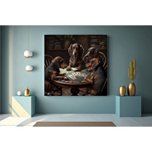 Özel Evcil Hayvan Portresi; Poker Oynayan Köpekler; Kişiye Özel Kanvas Sanatı; Poker Masasında Köpek