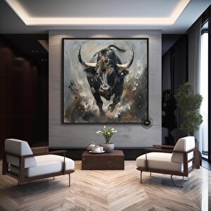 Boğa Kanvas Tablo; Highland Cow; Büyük Sanat 40x40 cm
