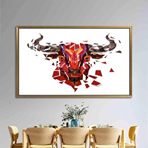 Red Bull Afiş Duvar Sanatı; Boğa Duvar Dekoru; Soyut Baskı; Buffalo Desenli; Çokgen Boğalar Kanvas;