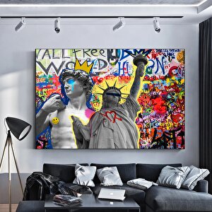 Kentsel Stil Kanvas | Banksy Tarzı Kanvas Sanatı | Sokak Graffiti Baskısı | Modern Ev Dekoru | Banks 120x150 cm