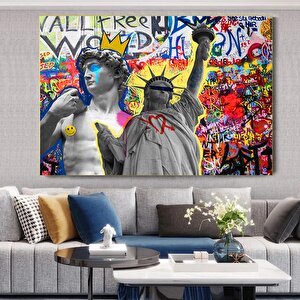 Kentsel Stil Kanvas | Banksy Tarzı Kanvas Sanatı | Sokak Graffiti Baskısı | Modern Ev Dekoru | Banks