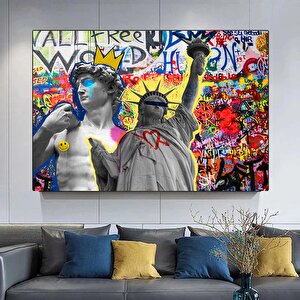 Kentsel Stil Kanvas | Banksy Tarzı Kanvas Sanatı | Sokak Graffiti Baskısı | Modern Ev Dekoru | Banks 100x150 cm