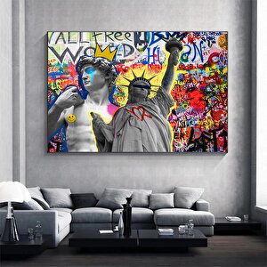 Kentsel Stil Kanvas | Banksy Tarzı Kanvas Sanatı | Sokak Graffiti Baskısı | Modern Ev Dekoru | Banks