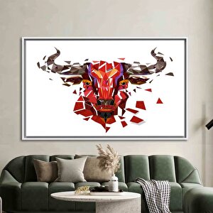 Red Bull Afiş Duvar Sanatı; Boğa Duvar Dekoru; Soyut Baskı; Buffalo Desenli; Çokgen Boğalar Kanvas; 140x200 cm