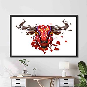 Red Bull Afiş Duvar Sanatı; Boğa Duvar Dekoru; Soyut Baskı; Buffalo Desenli; Çokgen Boğalar Kanvas;