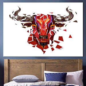 Red Bull Afiş Duvar Sanatı; Boğa Duvar Dekoru; Soyut Baskı; Buffalo Desenli; Çokgen Boğalar Kanvas;