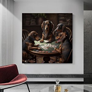 Özel Evcil Hayvan Portresi; Poker Oynayan Köpekler; Kişiye Özel Kanvas Sanatı; Poker Masasında Köpek