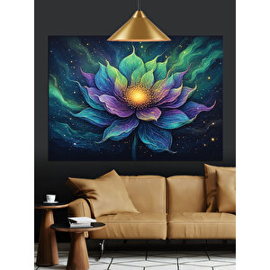 Renkli Lotus Çiçek Dekoratif Kanvas - Mdf Ahşap Tablo 25x35 cm