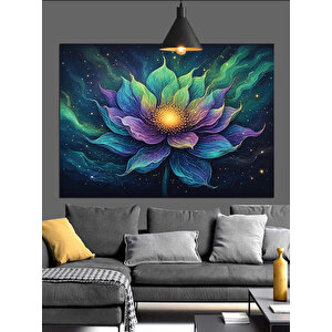 Renkli Lotus Çiçek Dekoratif Kanvas - Mdf Ahşap Tablo 25x35 cm