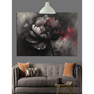 Siyah Beyaz Çiçek Dekoratif Kanvas - Mdf Ahşap Tablo 50x70 cm