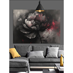 Siyah Beyaz Çiçek Dekoratif Kanvas - Mdf Ahşap Tablo 35x50 cm