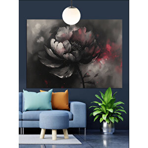 Siyah Beyaz Çiçek Dekoratif Kanvas - Mdf Ahşap Tablo