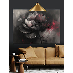 Siyah Beyaz Çiçek Dekoratif Kanvas - Mdf Ahşap Tablo