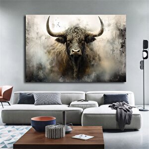 Boğa Tablosu, Renkli Boğa, Soyut Boğa Kanvası, Dağ İneği Sanatı 90x180 cm