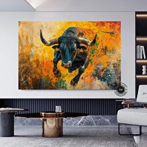 Boğa Kanvas Tablosu, Renkli Boğa, Boğa Tablosu Sanatı, Boğa Duvar Dekoru, Highland İneği 120x180 cm