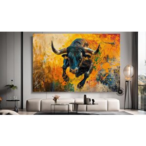 Boğa Kanvas Tablosu, Renkli Boğa, Boğa Tablosu Sanatı, Boğa Duvar Dekoru, Highland İneği 120x180 cm