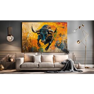 Boğa Kanvas Tablosu, Renkli Boğa, Boğa Tablosu Sanatı, Boğa Duvar Dekoru, Highland İneği