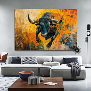 Boğa Kanvas Tablosu, Renkli Boğa, Boğa Tablosu Sanatı, Boğa Duvar Dekoru, Highland İneği