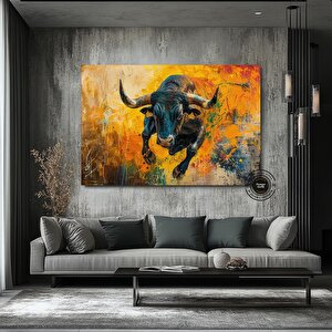 Boğa Kanvas Tablosu, Renkli Boğa, Boğa Tablosu Sanatı, Boğa Duvar Dekoru, Highland İneği 20x30 cm