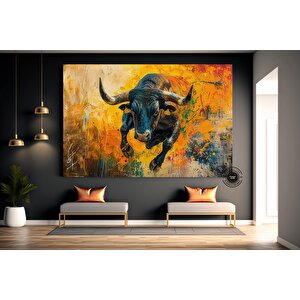 Boğa Kanvas Tablosu, Renkli Boğa, Boğa Tablosu Sanatı, Boğa Duvar Dekoru, Highland İneği