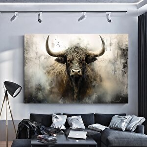 Boğa Tablosu, Renkli Boğa, Soyut Boğa Kanvası, Dağ İneği Sanatı