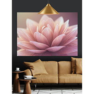Pembe Lotus Çiçek Dekoratif Kanvas - Mdf Ahşap Tablo 35x50 cm