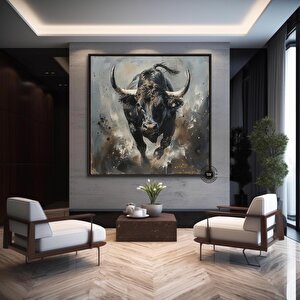 Boğa Kanvas Tablo; Highland Cow; Büyük Sanat 70x70 cm