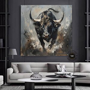 Boğa Kanvas Tablo; Highland Cow; Büyük Sanat 100x100 cm