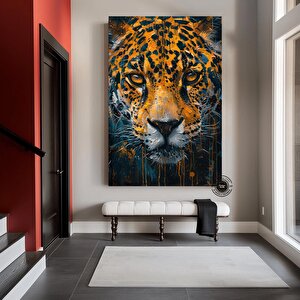 Jaguar Yağlı Boya Kanvas Tablo – Orman Temalı Hayvan Sanatı – Ofis Ve Bebek Odası 100x150 cm